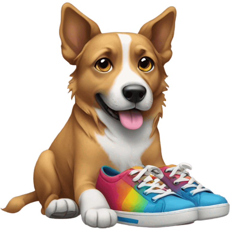 Dog wearing shoes emoji