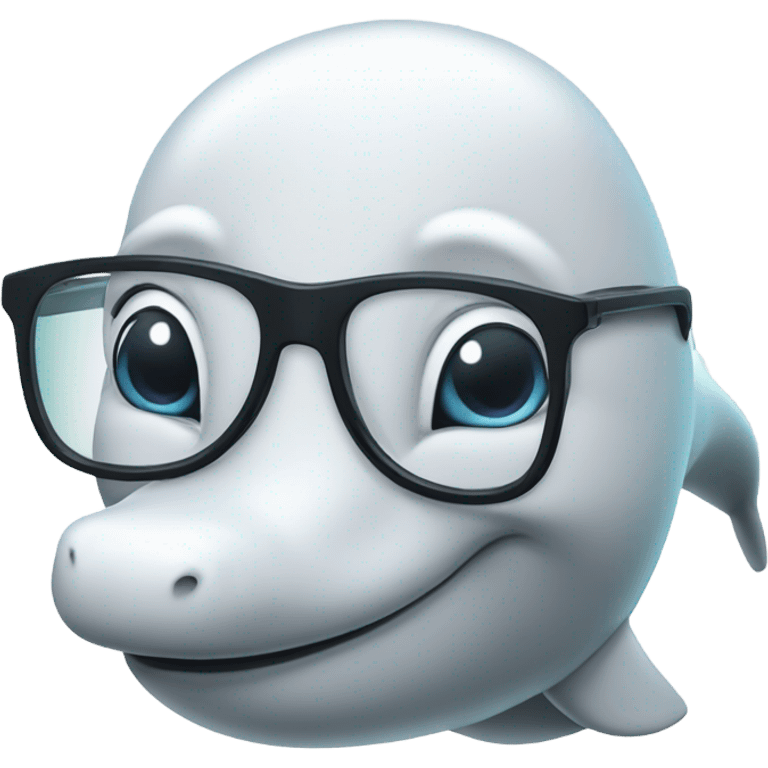 Smart white dolphin with glasses in profile emoji