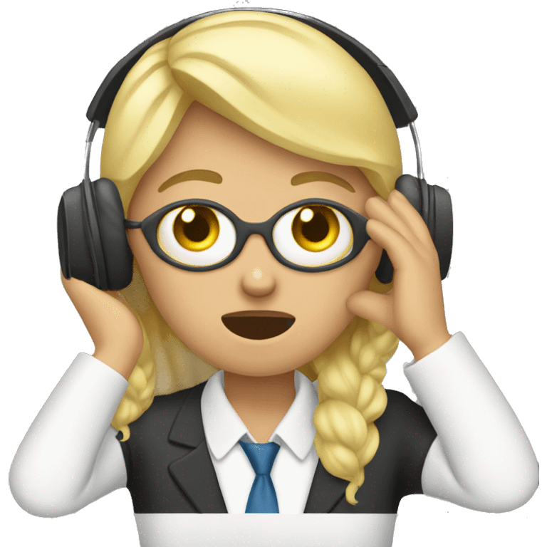  Blond calltaker with headset crying  emoji