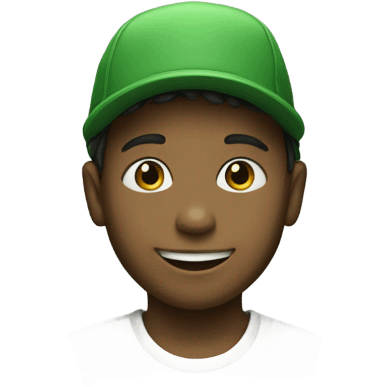 smiling boy in green hat emoji