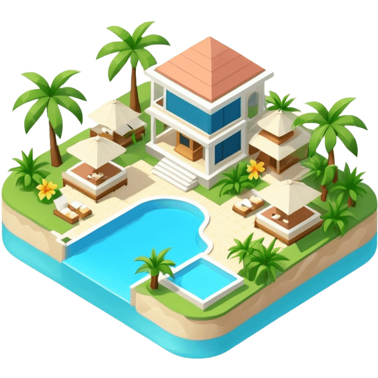 Isometric tropical luxury resort 3D  emoji