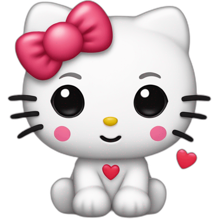 Hello kitty with hearts emoji