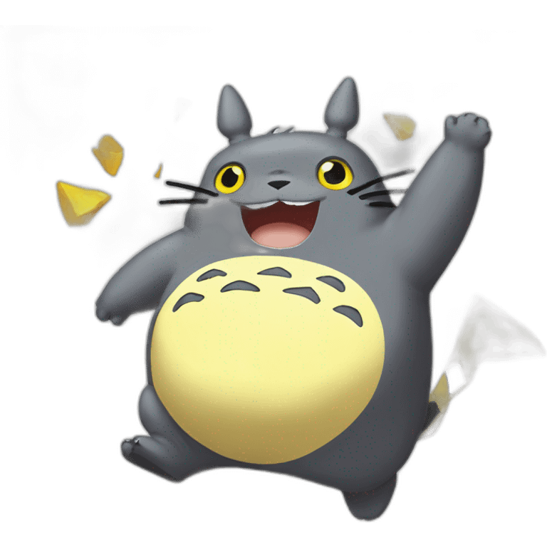 Totoro dancing with pikachu emoji