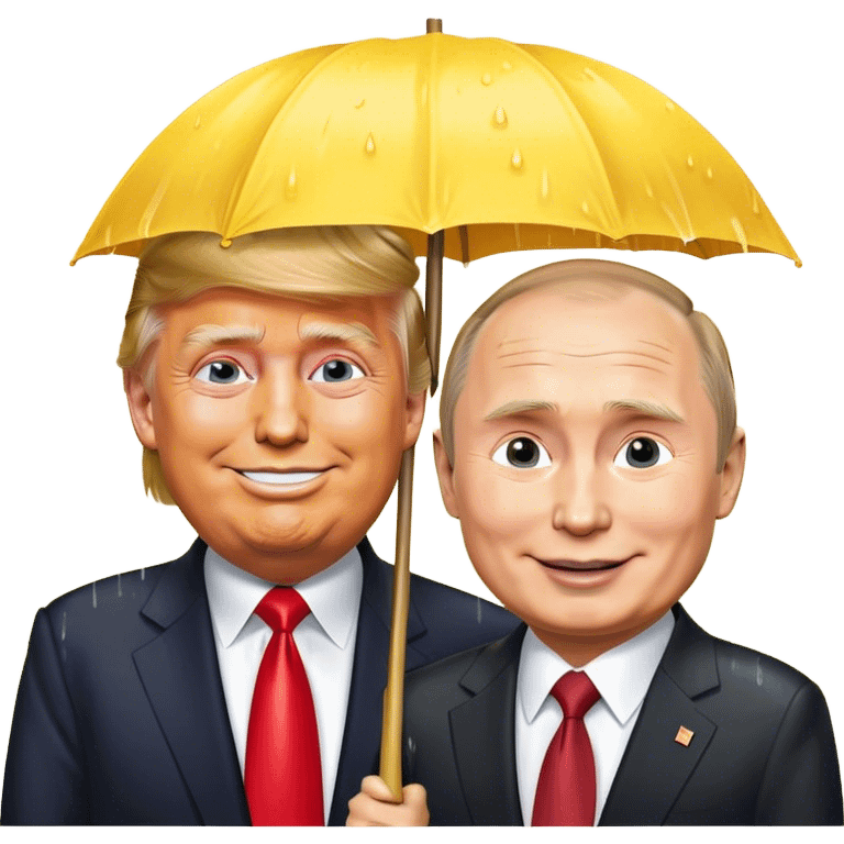 Trump soaked by yellow rain with Putin smiling  emoji