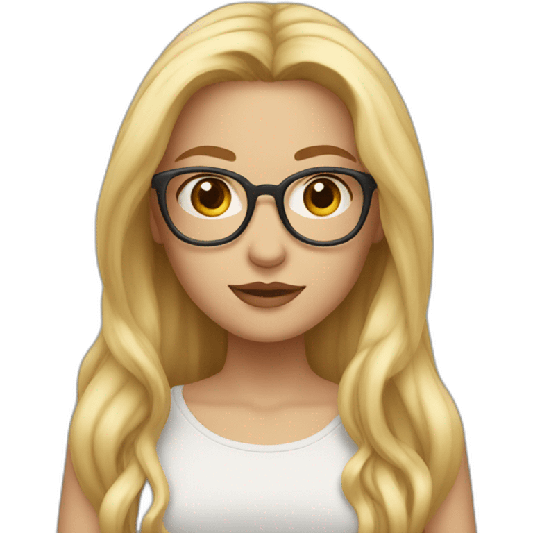 Generate Melissande, she is a girl with long blond hair, square glasses and brown eyes emoji