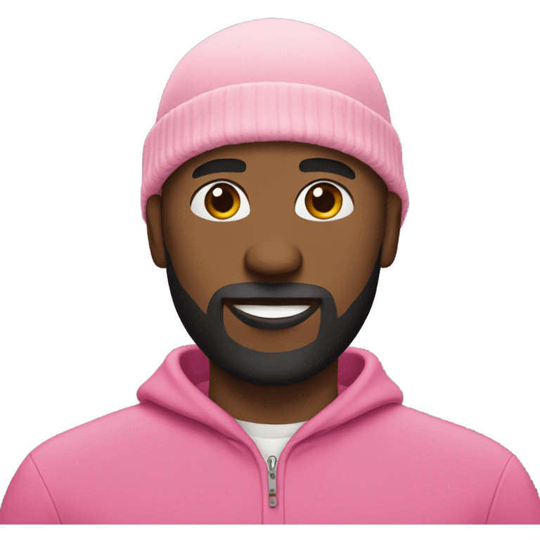 Bald black man with a beard and pink beanie emoji