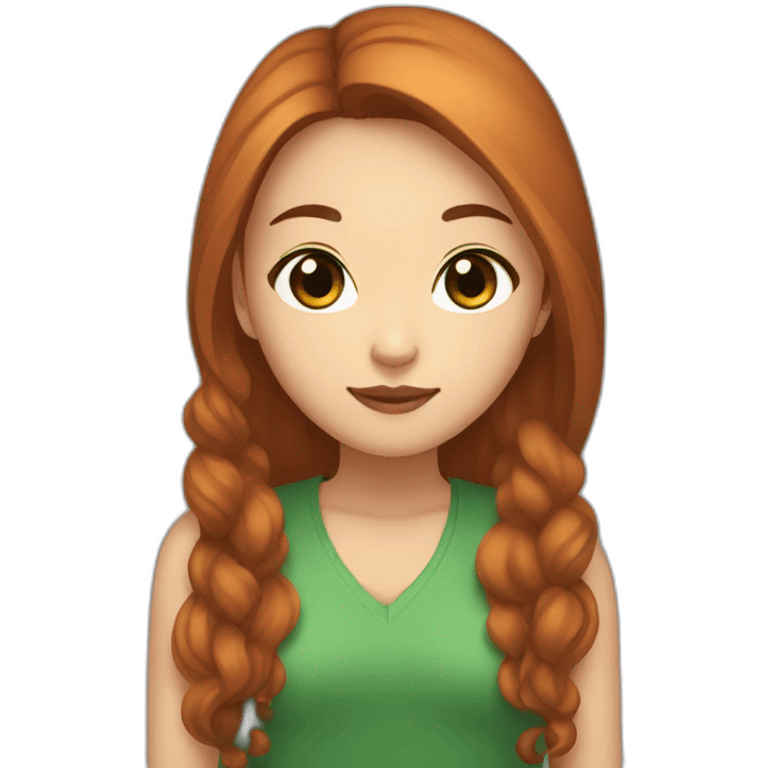 asian girl with long brownish-orange hair and brown eyes holding a black cat with green eyes  emoji