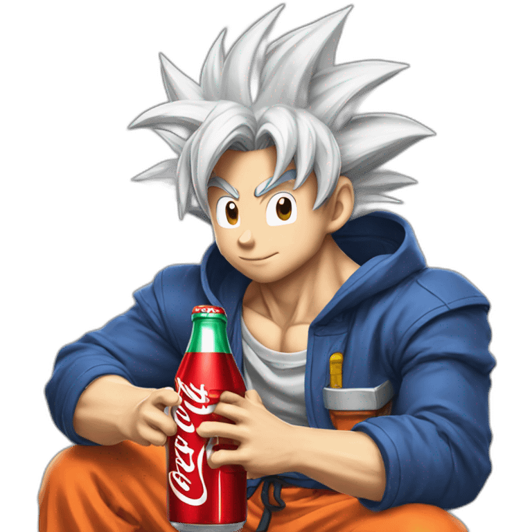 Goku drinking coca-cola emoji