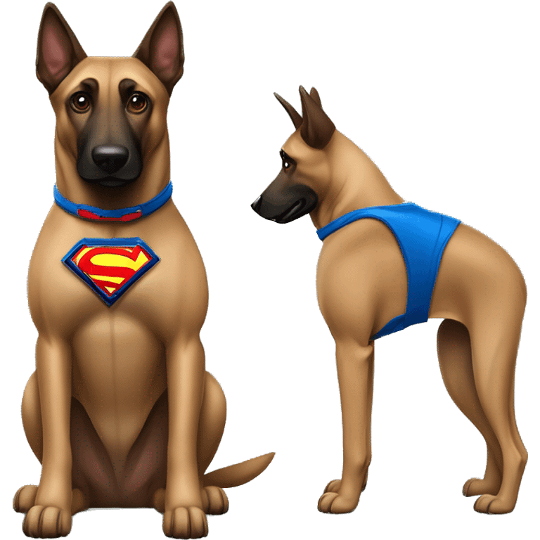 Belgian Malinois Dog Breed Full Body superman hero emoji