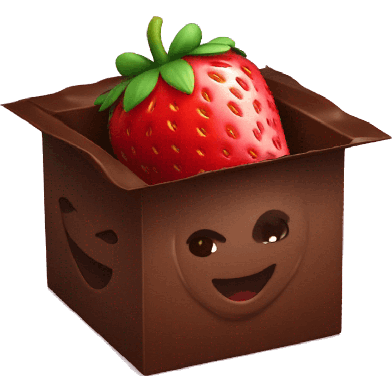 strawberry in the chocolate dessert in a box emoji