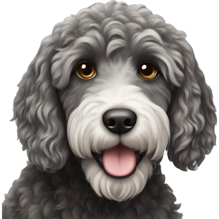 Black and white labradoodle emoji