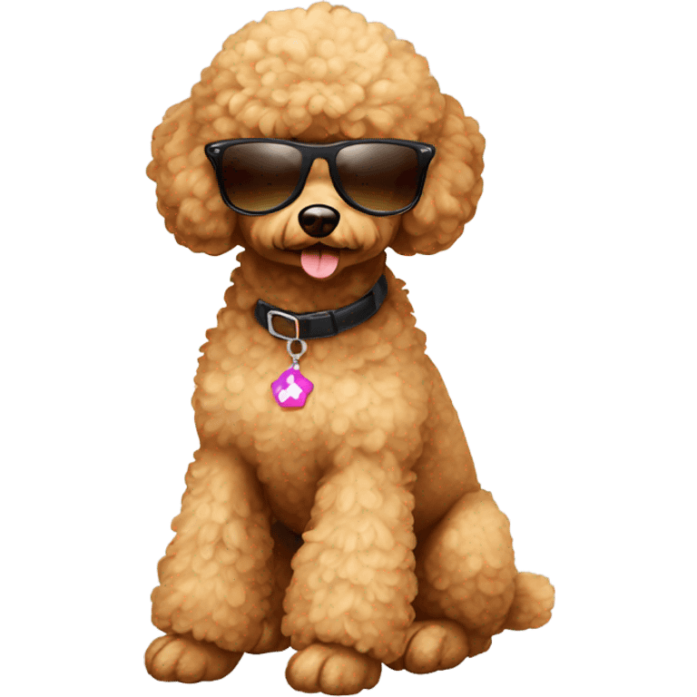 Toy poodle with sunglasses light brown emoji