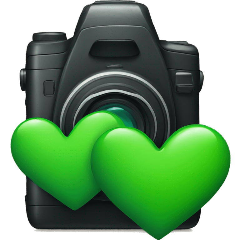 Black and green hearts with camera emoji