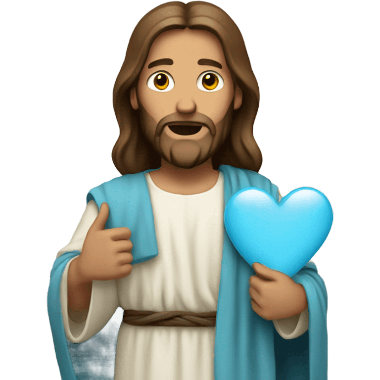 Jesus holding a light blue heart  emoji