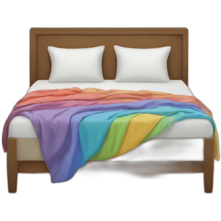 bed with multicolored sheets emoji