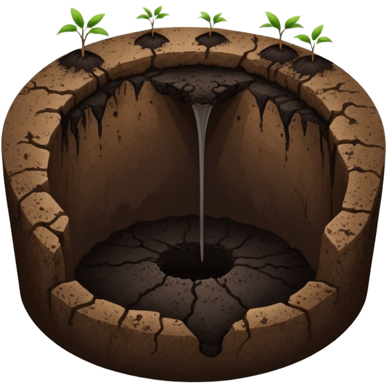 A deep hole in the ground, symbolizing a gap or depression emoji