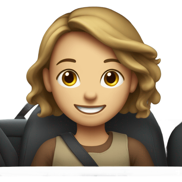 smiling girl in car interior emoji