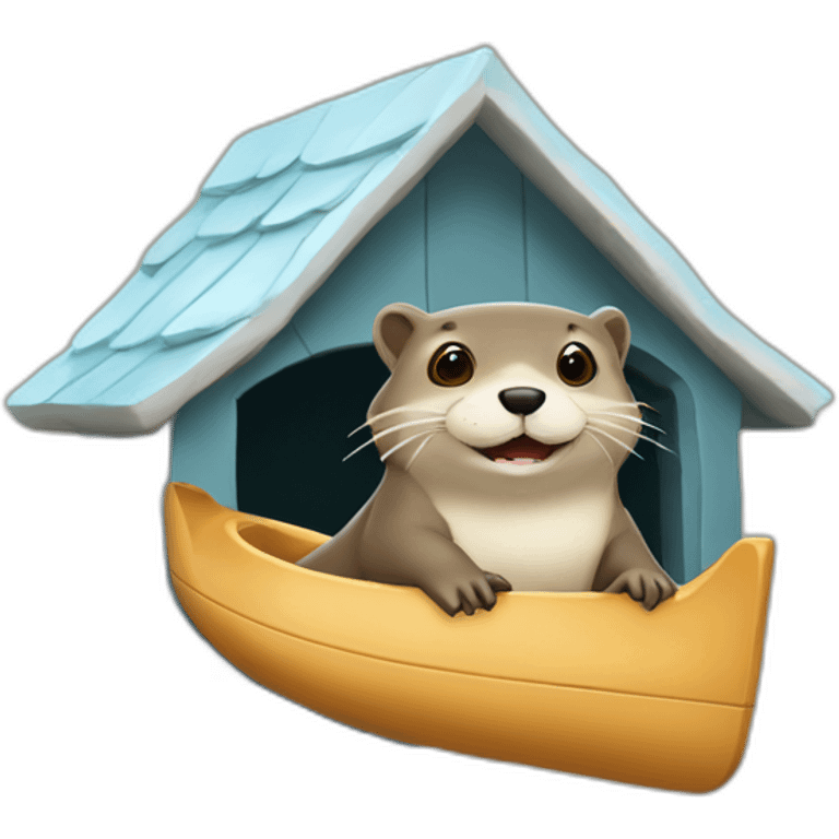 Loutre sur un requin sur une maison emoji