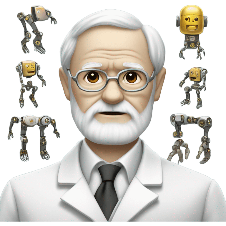 Charles darwin as a modern robot emoji