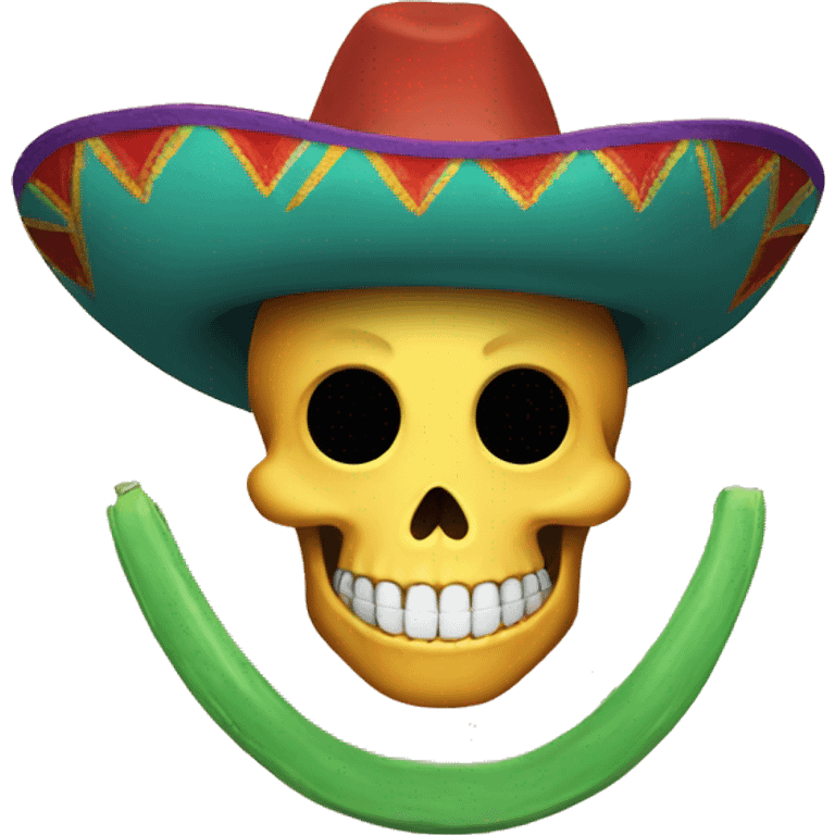 laughing emoji x skull emoji with mexican hat with the shape of a skull  emoji