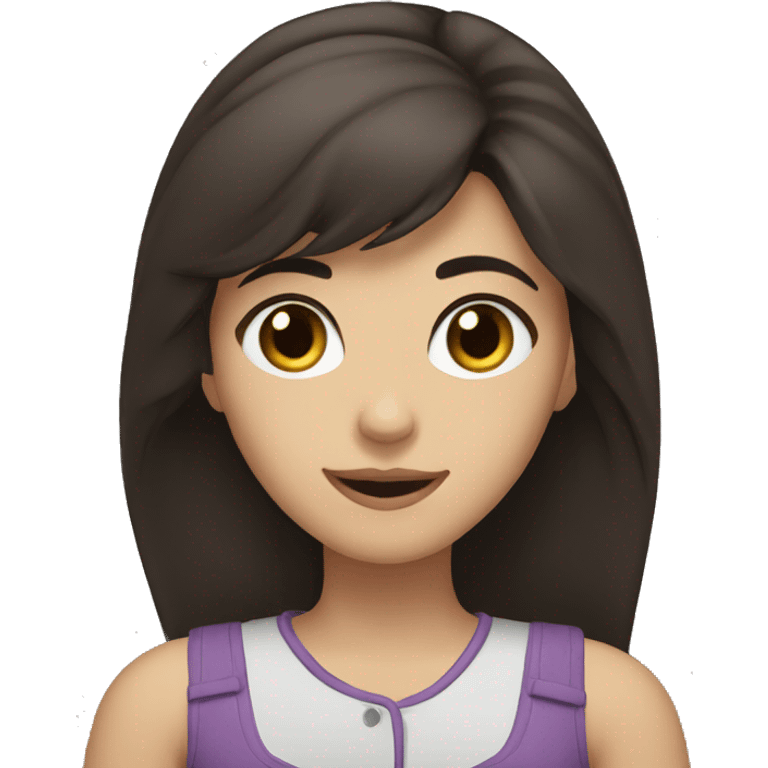 Turkish teen girl with dark hair and dark brown eyes waving hi standing emoji