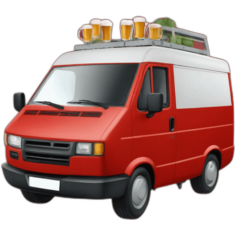 Red Fiat Ducato red bad guy drinking beer in t-shirt 52 emoji