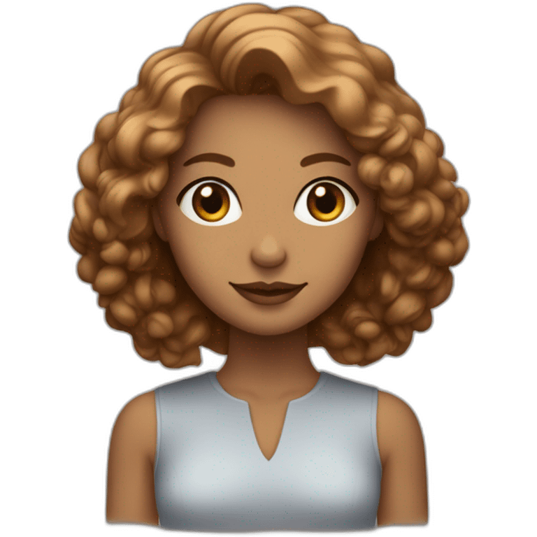 femme de couleur de peau blanche avec de grosse poitrine et des cheveux marron emoji