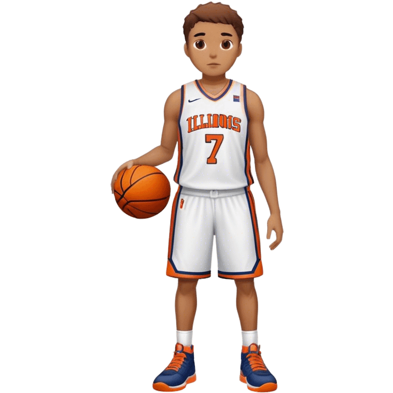 Illinois basketball #7 darker mulatto skin with short hiar full body shot emoji