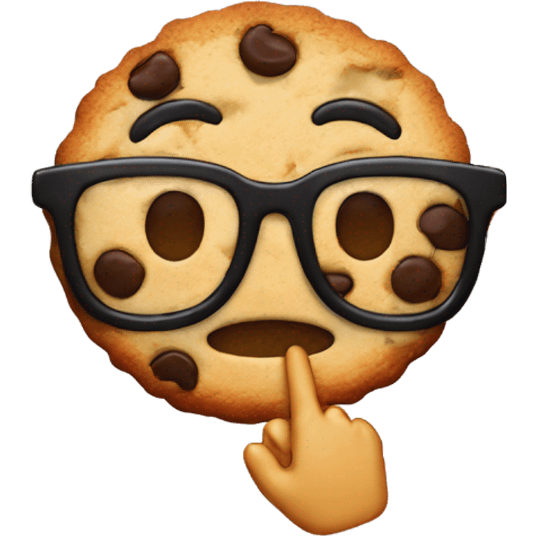 cookie glasses + raised finger emoji