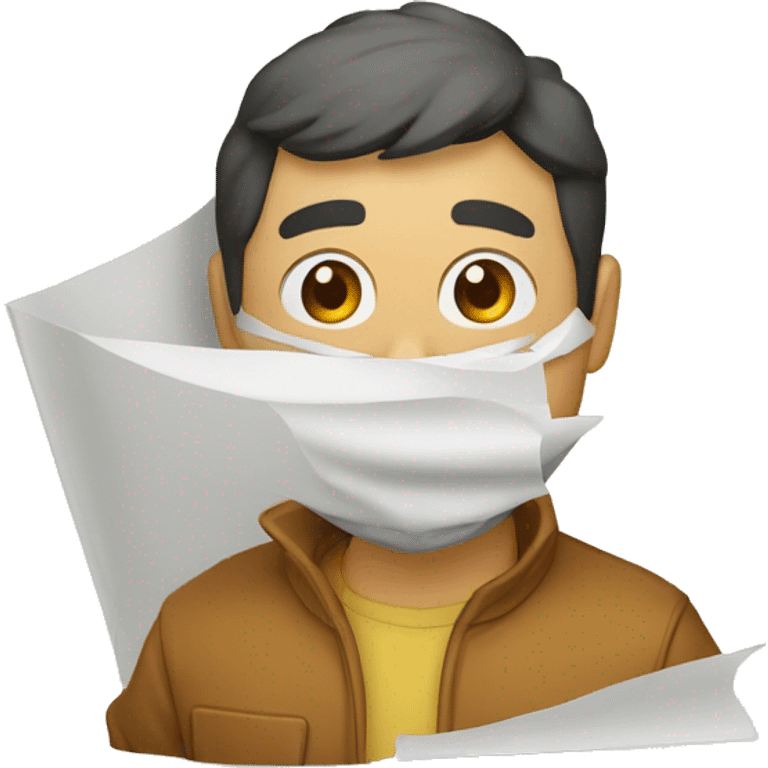 lupa enfocando un papel emoji