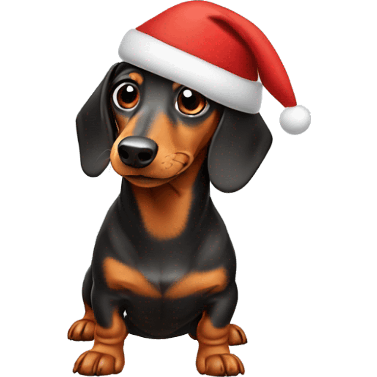 Dachshund wearing Santa hat emoji