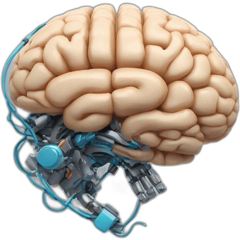 Muscular brain with robotic features emoji