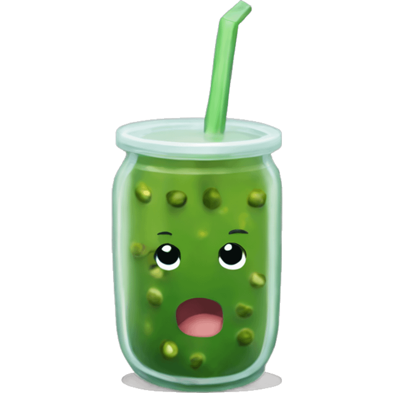  Pickle that is drinking boba  emoji