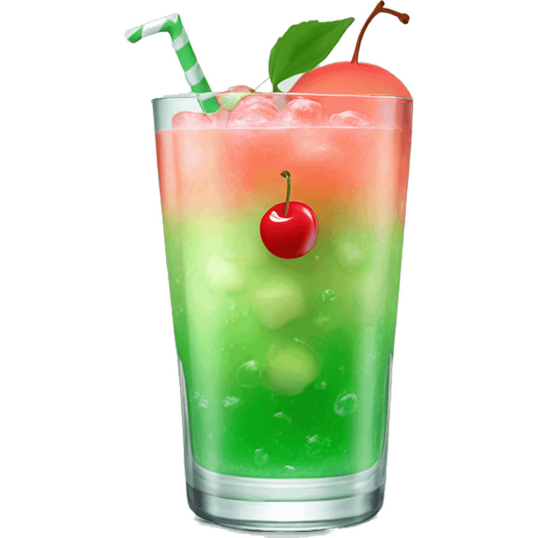 Melon soda in a glass and cherry on top of it emoji