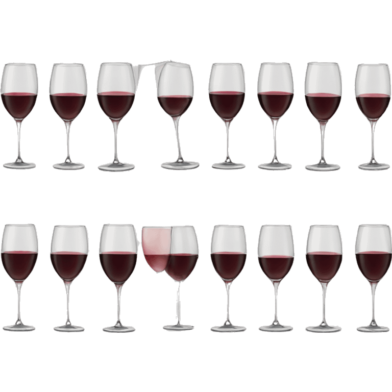 Wine glasses filled with different wine standing in line  emoji