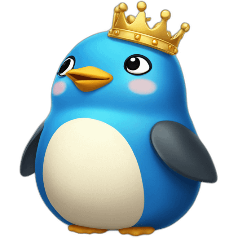 kawaï blue pudgy penguin wearing a golden crown emoji