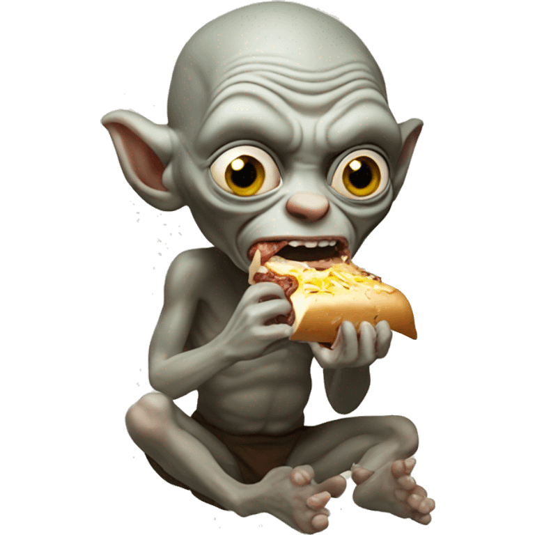 Gollum eating cheesesteak  emoji