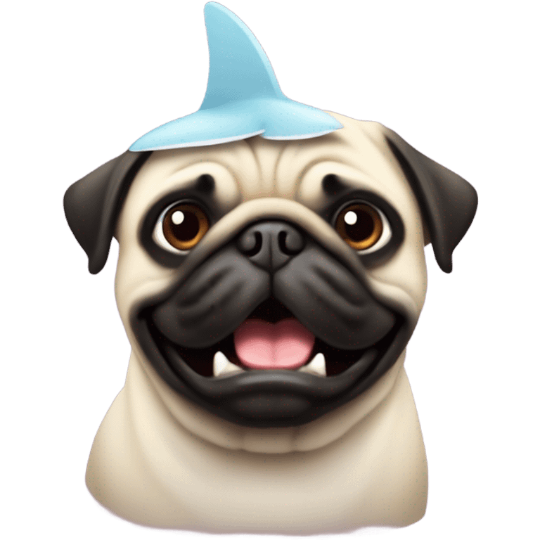 ￼ a pug with a shark fin emoji