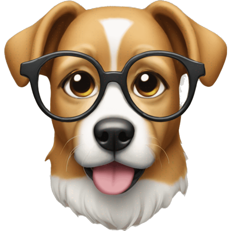 Dog wearing glasses emoji