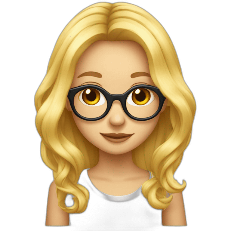 Fille blonde cheveux longs lunettes mignonne en feu emoji