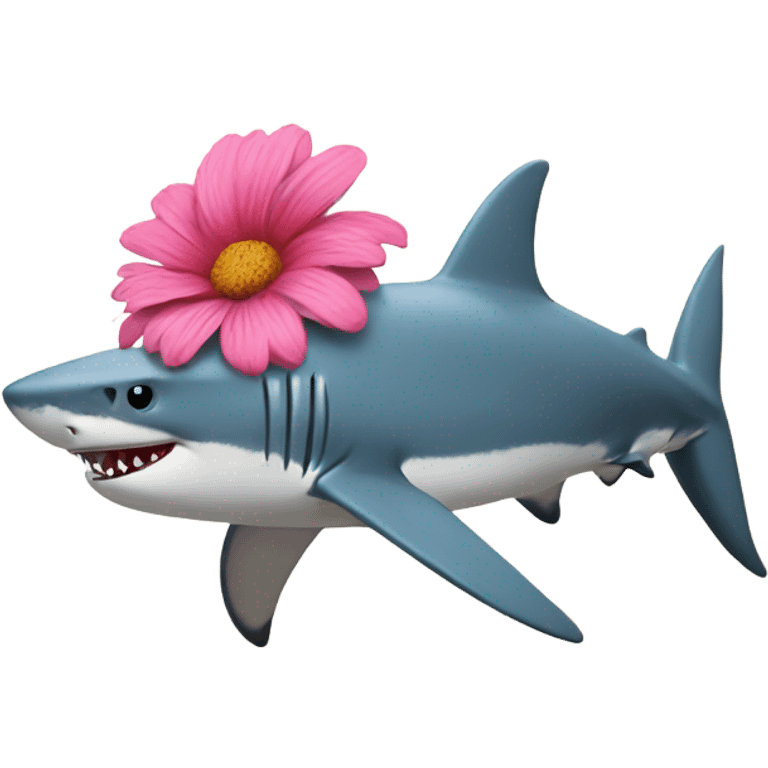 Shark with a flowe emoji