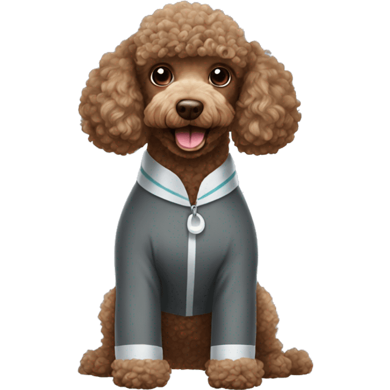 Brown poodle in shark costume emoji