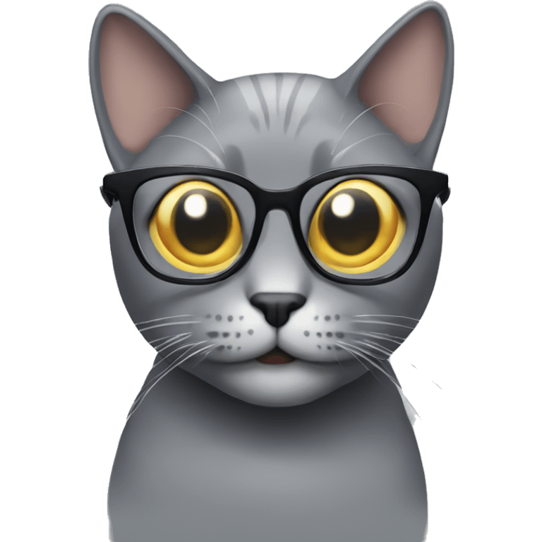 A grey cat with glasses emoji