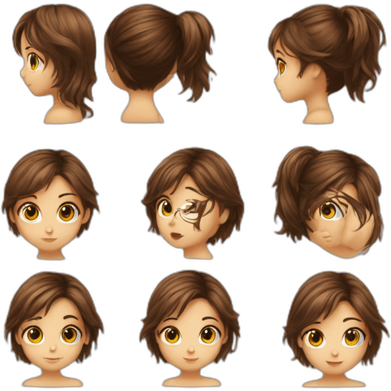 Enfants fille cheveux courts marron eye maron rede emoji