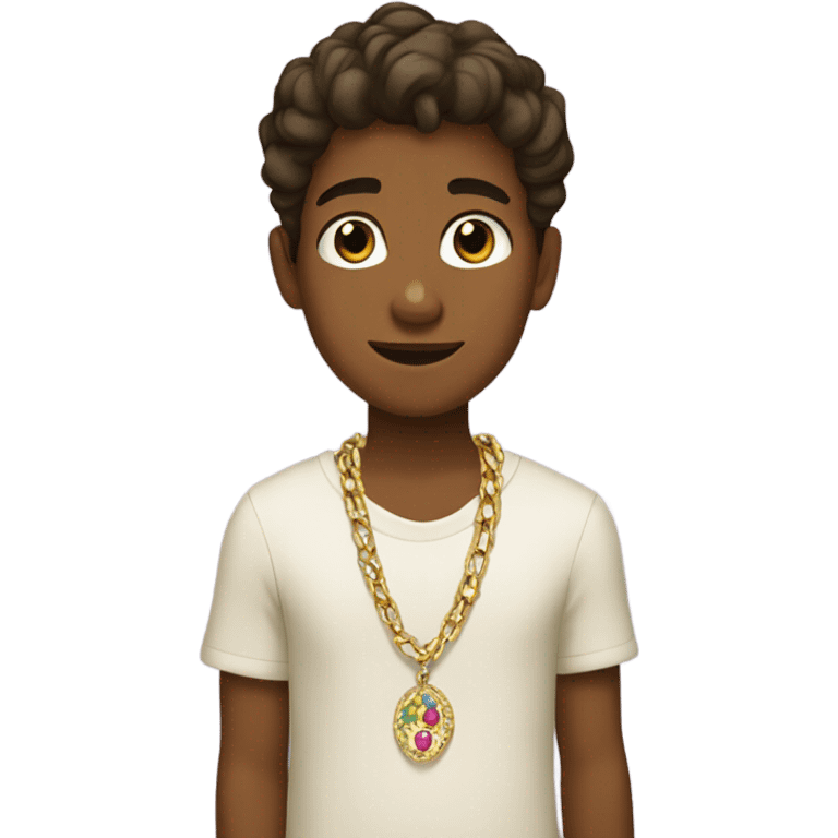 Brown -skinned boy with jewelry emoji