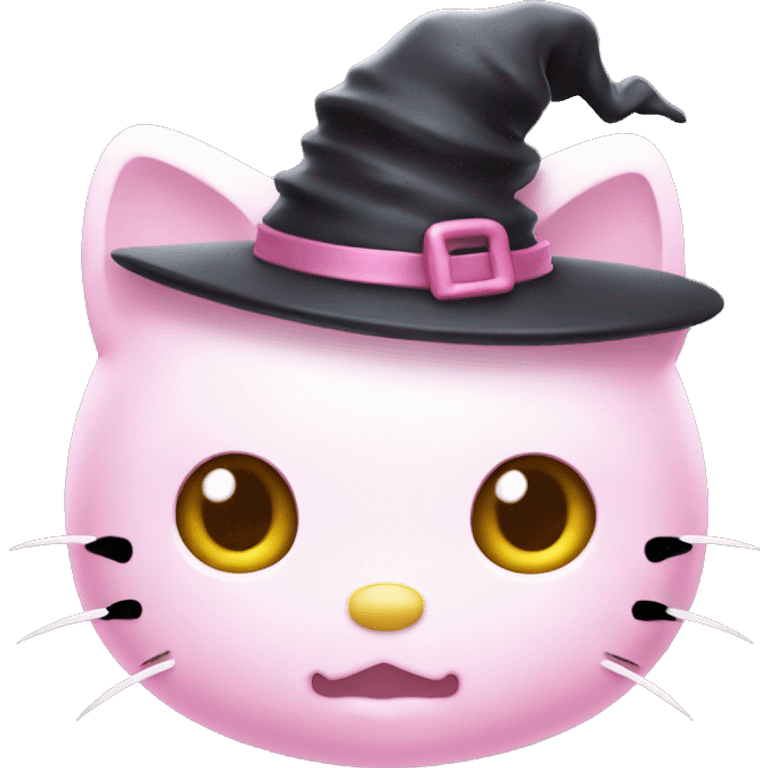 Hello kitty with witch pastel pink hat emoji