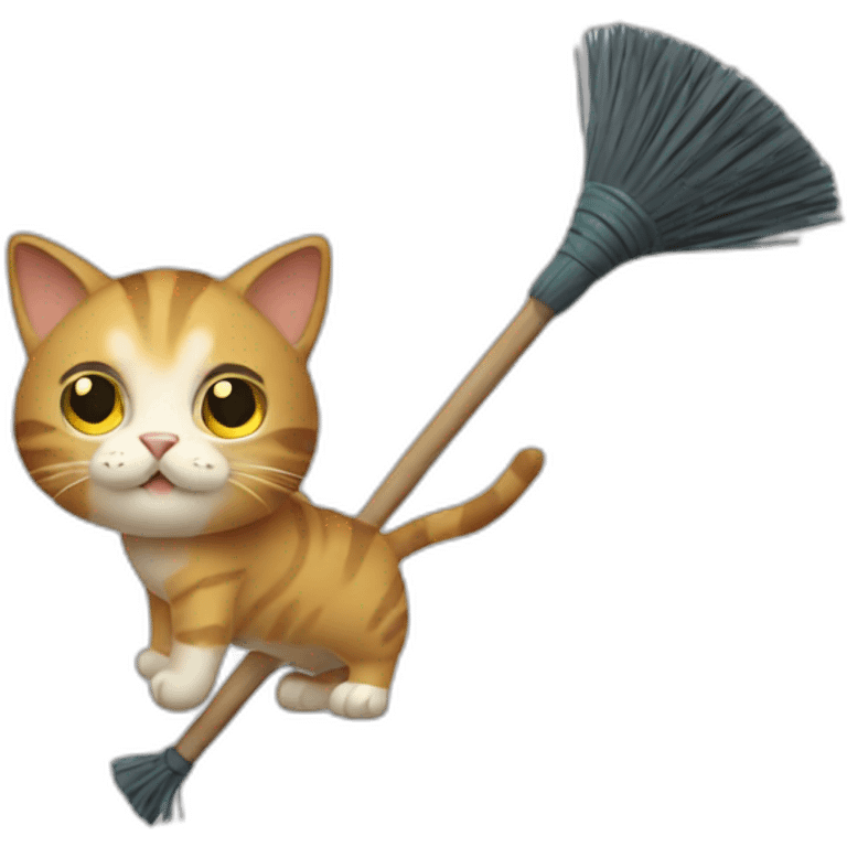 Cat with broom flying emoji