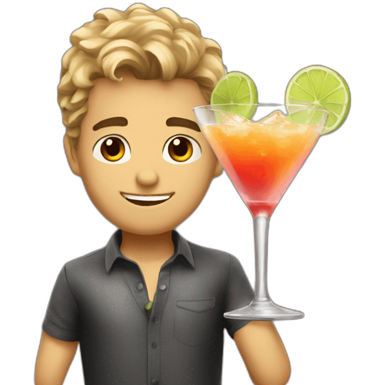 hot boy with cocktail emoji