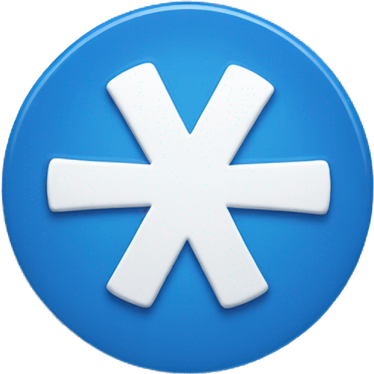 Blue round button with white X emoji