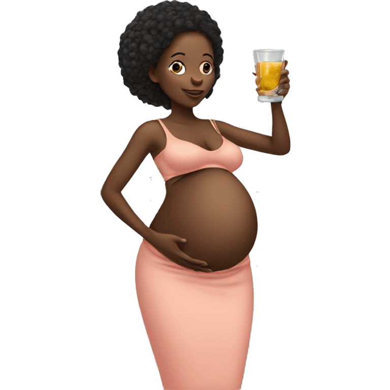 pregnant black woman with a glass emoji